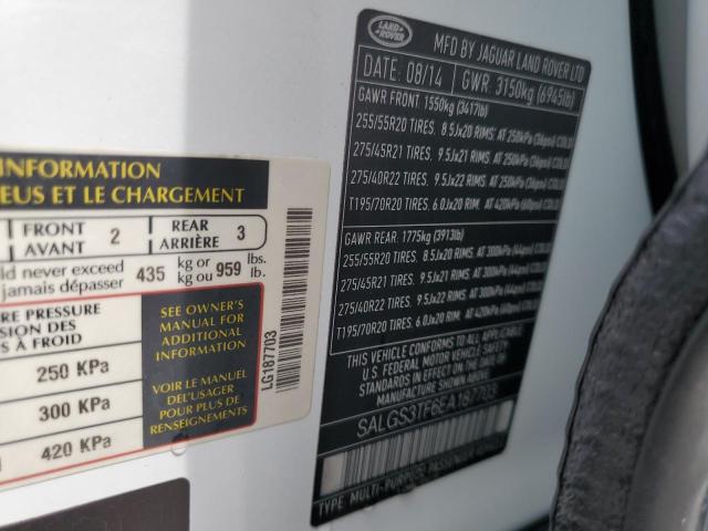 2014 LAND ROVER RANGE ROVE - SALGS3TF6EA187703