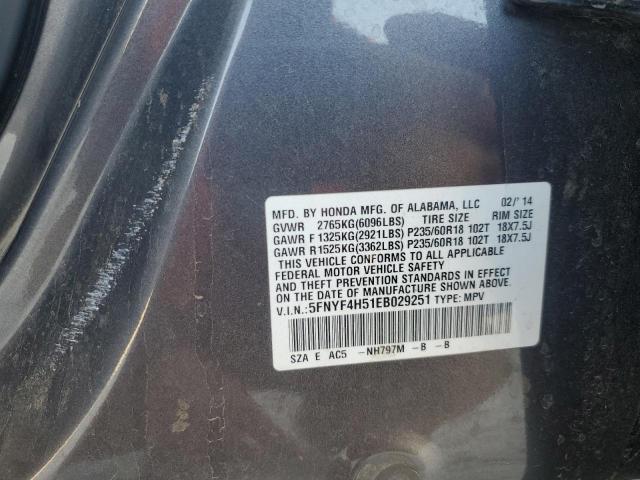 2014 HONDA PILOT EXL - 5FNYF4H51EB029251