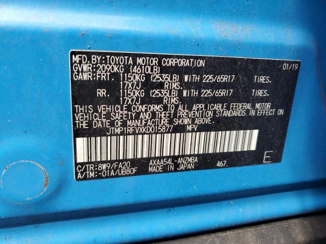2019 TOYOTA RAV4 XLE JTMP1RFVXKD015877