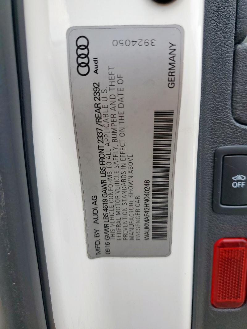 2017 AUDI A4 ULTRA P WAUKMAF42HN040248