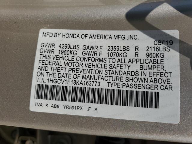 2019 HONDA ACCORD LX 1HGCV1F18KA163773