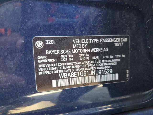 2018 BMW 320 I WBA8E1G51JNU91529