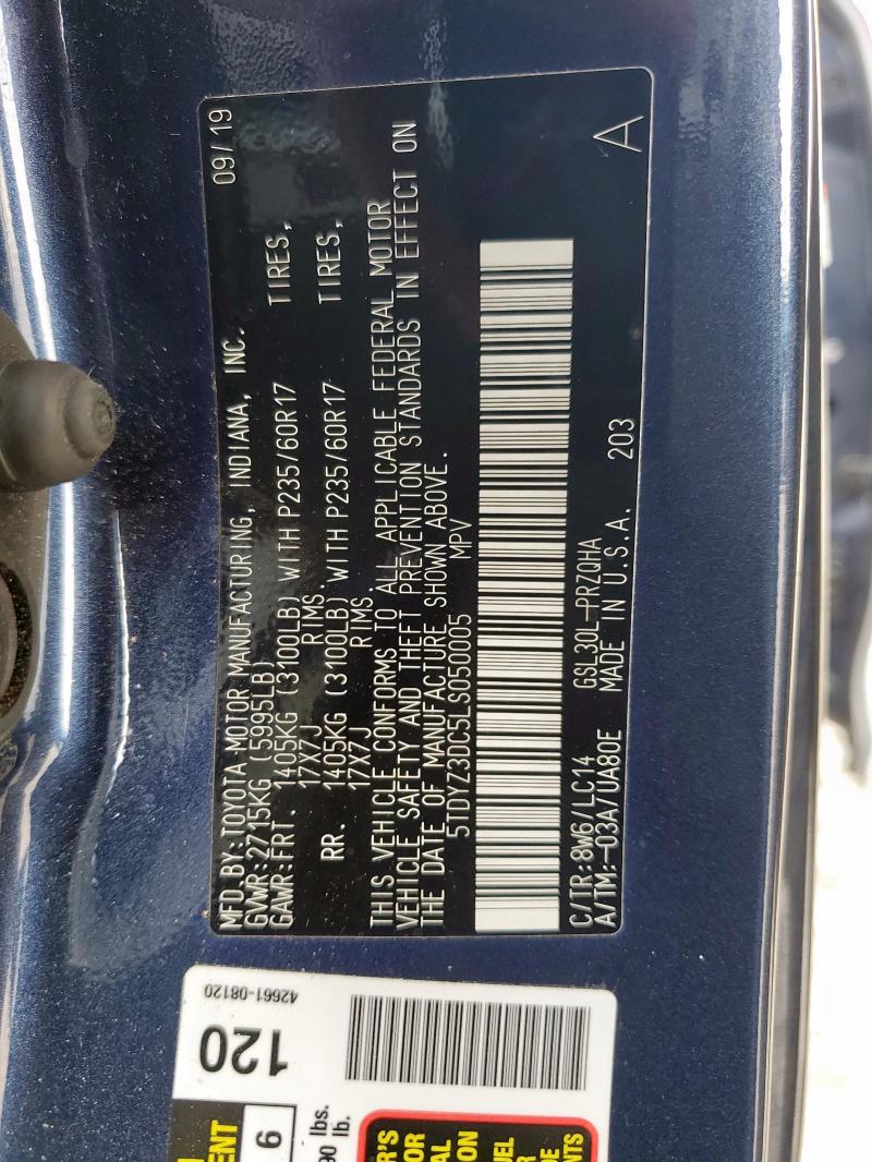 2020 TOYOTA SIENNA XLE 5TDYZ3DC5LS050005