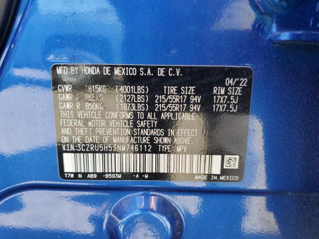 2022 HONDA HR-V EX 3CZRU5H53NM746112