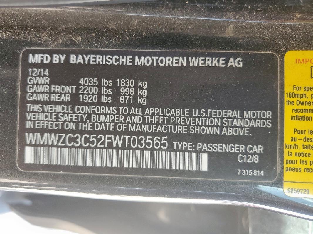 2015 MINI COOPER S C WMWZC3C52FWT03565