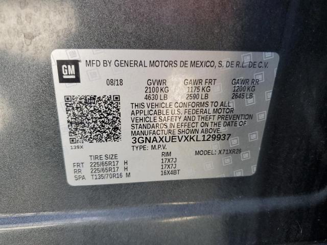 2019 CHEVROLET EQUINOX LT 3GNAXUEVXKL129937