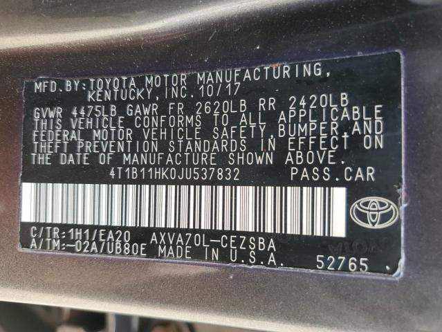 2018 TOYOTA CAMRY L - 4T1B11HK0JU537832