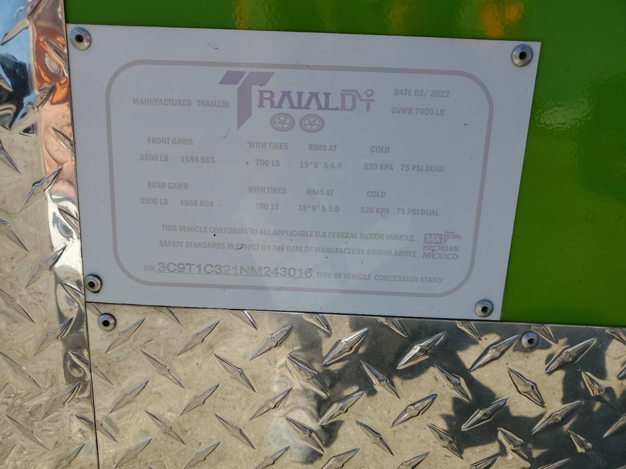 Lot #3275499723 2002 TRAI UNKNOWN