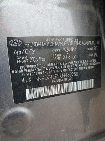 2019 HYUNDAI ELANTRA SE 5NPD74LF5KH489280