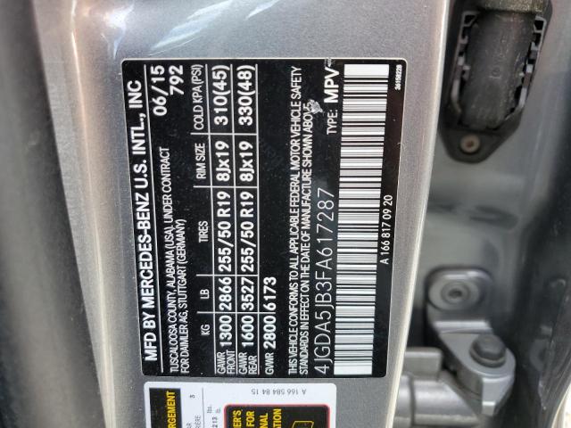 2015 MERCEDES-BENZ ML 350 4JGDA5JB3FA617287