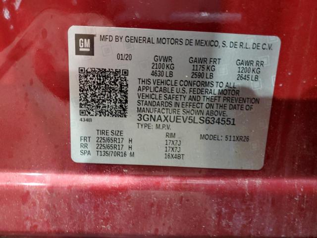 2020 CHEVROLET EQUINOX LT 3GNAXUEV5LS634551