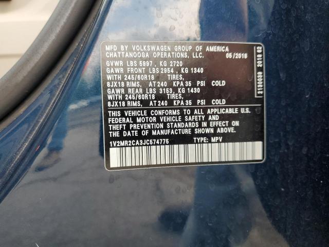 2018 VOLKSWAGEN ATLAS SEL 1V2MR2CA3JC574775