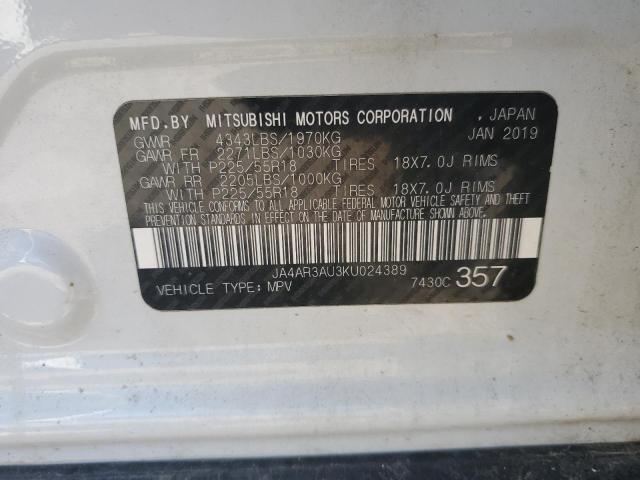 2019 MITSUBISHI OUTLANDER JA4AR3AU3KU024389