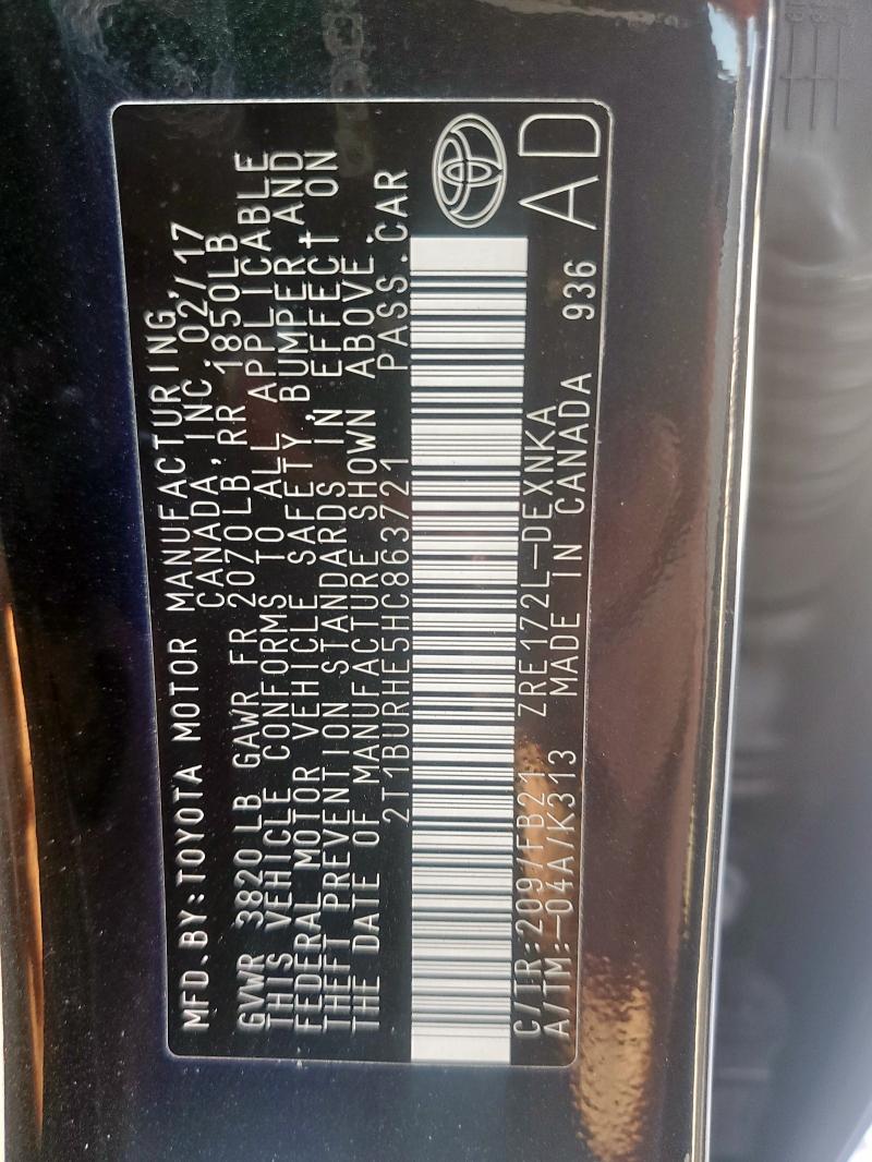 2017 TOYOTA COROLLA L - 2T1BURHE5HC863721