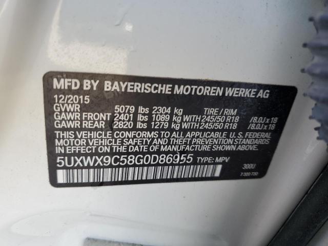 2016 BMW X3 XDRIVE2 5UXWX9C58G0D86955