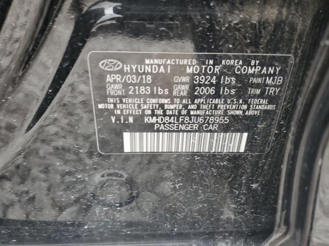 2018 HYUNDAI ELANTRA SEL KMHD84LF8JU678955