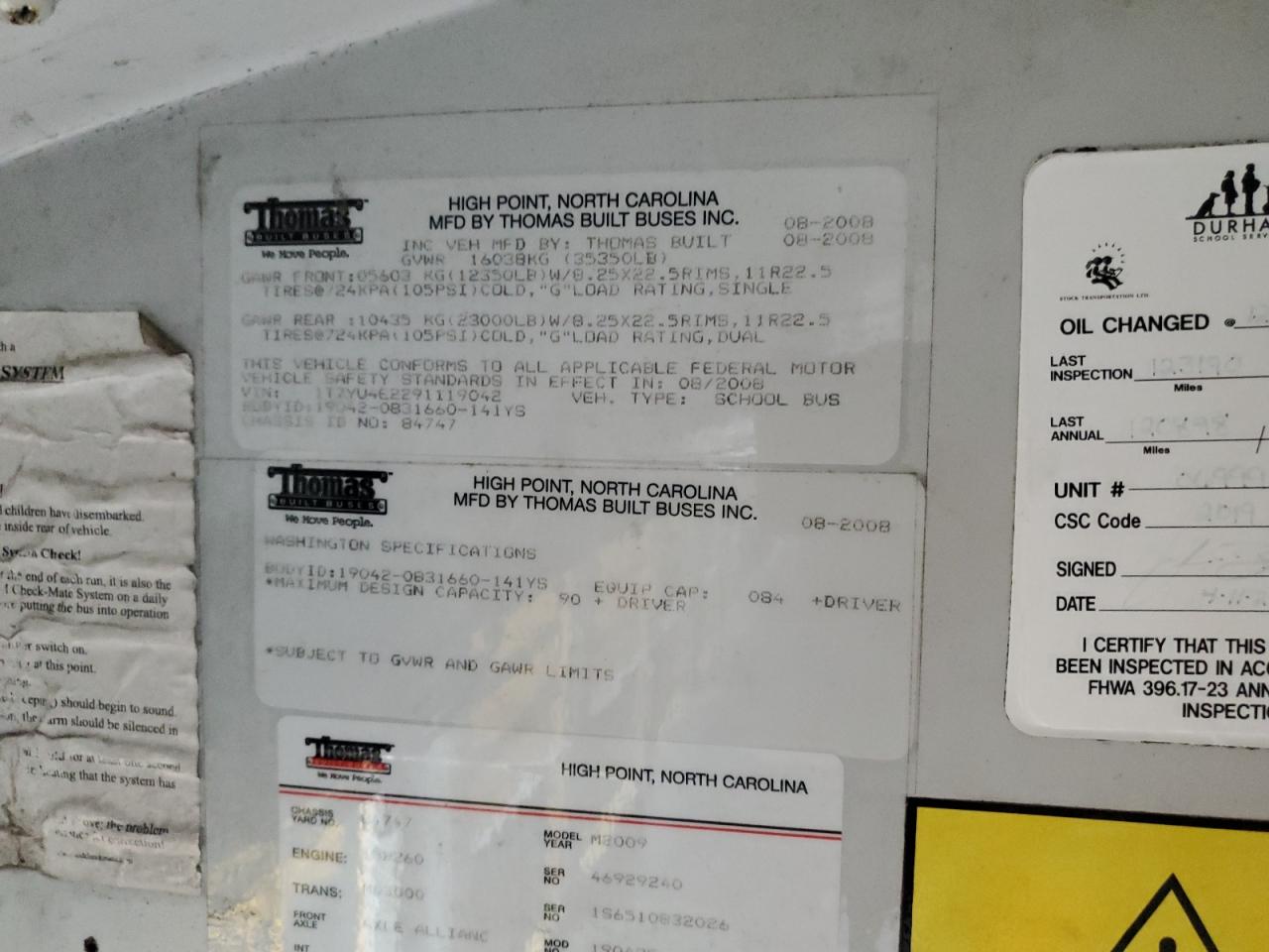 Lot #3256344372 2009 THOMAS SAF-T-LINER HDX