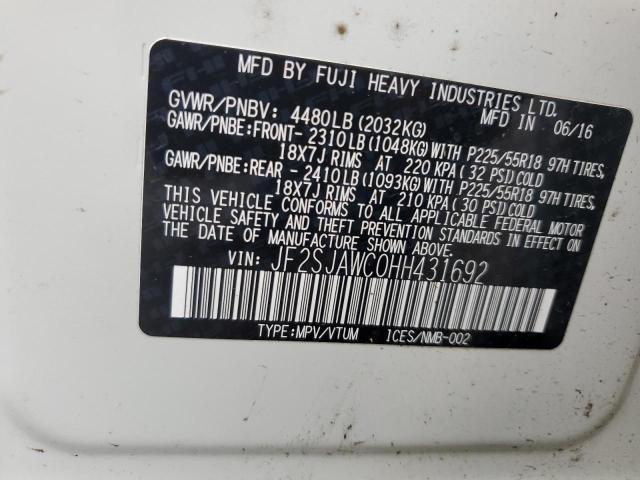 2017 SUBARU FORESTER 2.5I TOURING JF2SJAWC0HH431692