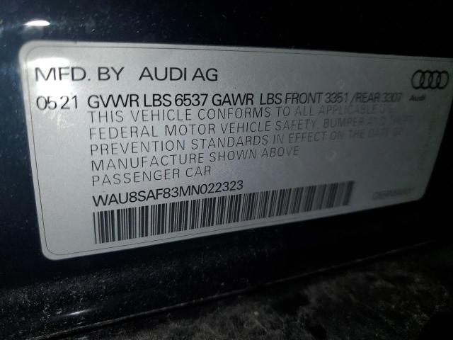 2021 AUDI S8 WAU8SAF83MN022323