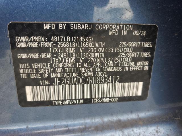 2024 SUBARU CROSSTREK JF2GUADC7RH893412