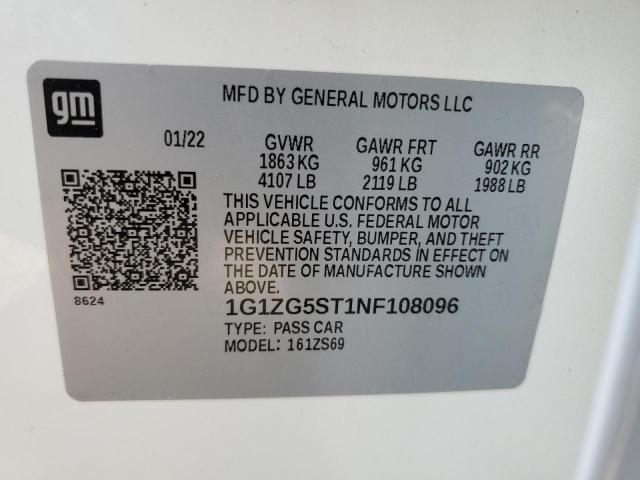 2022 CHEVROLET MALIBU RS 1G1ZG5ST1NF108096