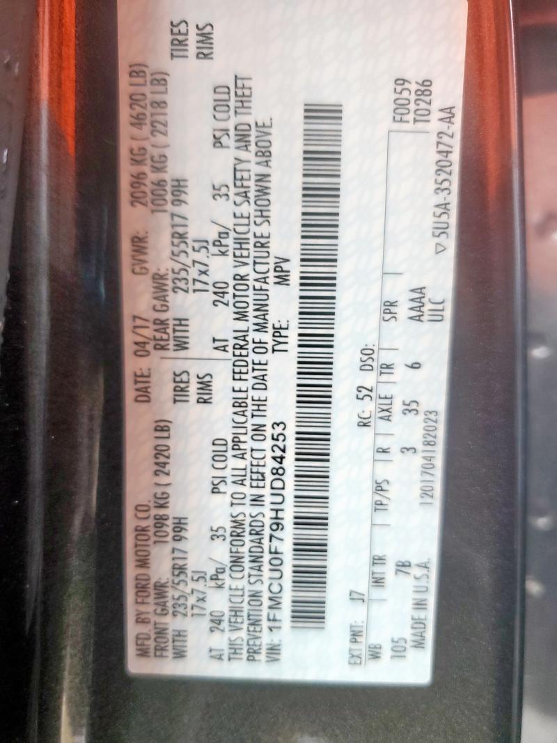 2017 FORD ESCAPE S 1FMCU0F79HUD84253