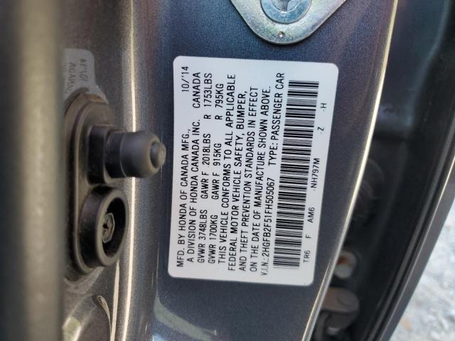 2015 HONDA CIVIC LX 2HGFB2F51FH505067
