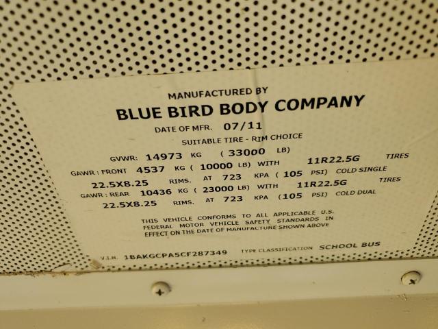 2012 BLUE BIRD SCHOOL BUS #3294438552