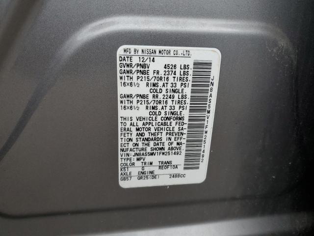 2015 NISSAN ROGUE SELE JN8AS5MV1FW251492