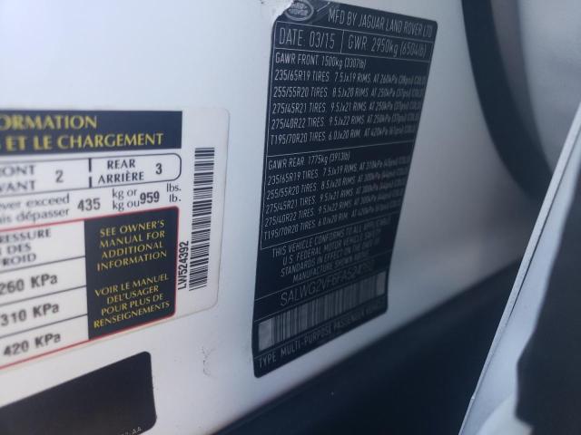 2015 LAND ROVER RANGE ROVE SALWG2VF6FA524392