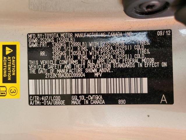 2013 LEXUS RX 350 - 2T2ZK1BA3DC099904