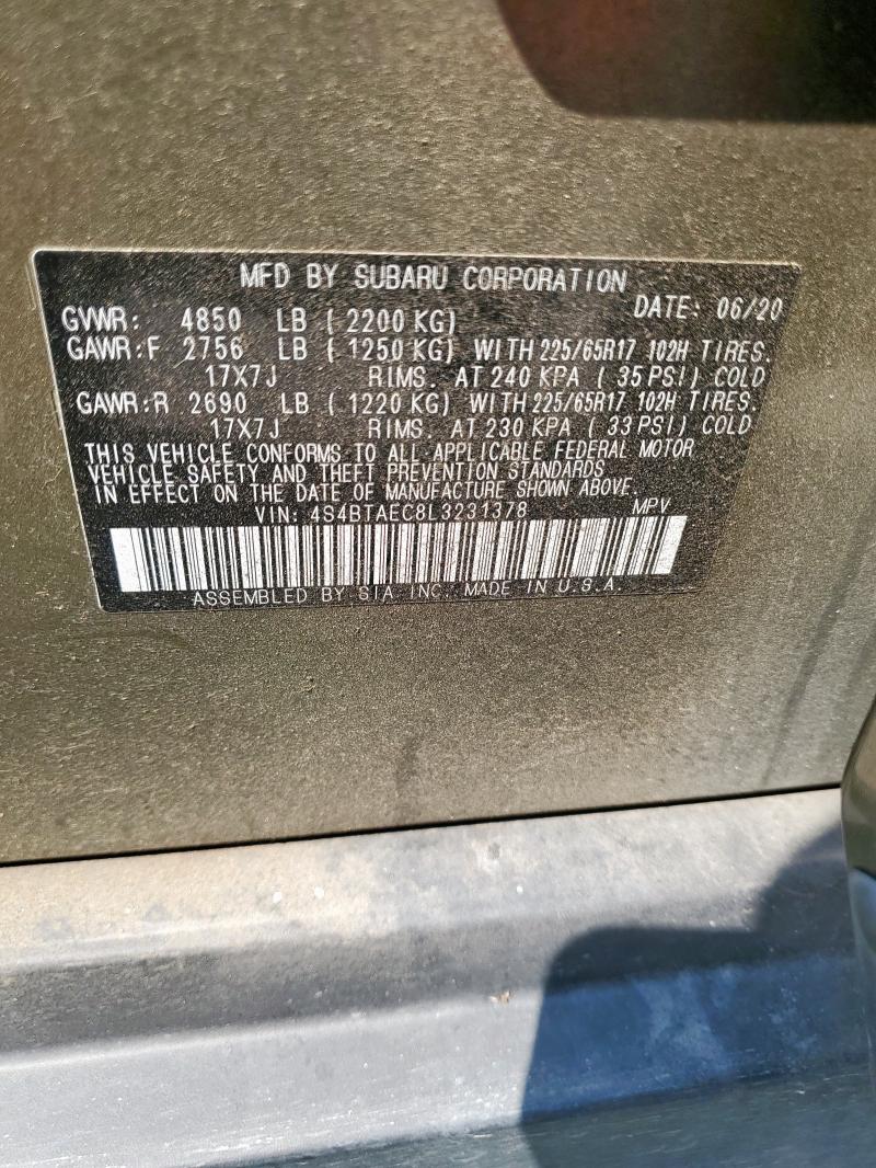 2020 SUBARU OUTBACK PR 4S4BTAEC8L3231378