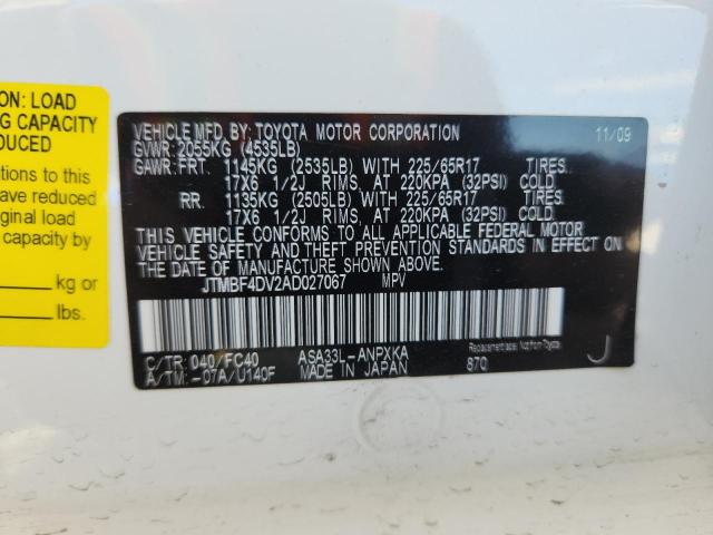 2010 TOYOTA RAV4 - JTMBF4DV2AD027067