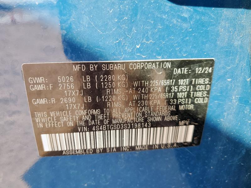 2025 SUBARU OUTBACK WI 4S4BTGSD3S3198143