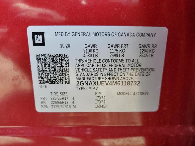 2021 CHEVROLET EQUINOX LT - 2GNAXUEV4M6118732