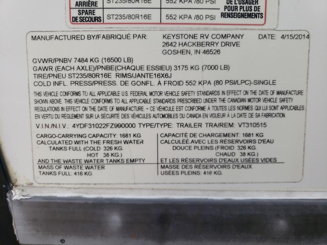 Lot #3281789922 2015 KEYSTONE UNKNOWN