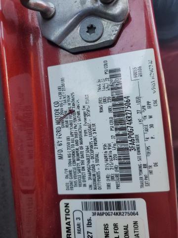 2019 FORD FUSION S 3FA6P0G74KR275064