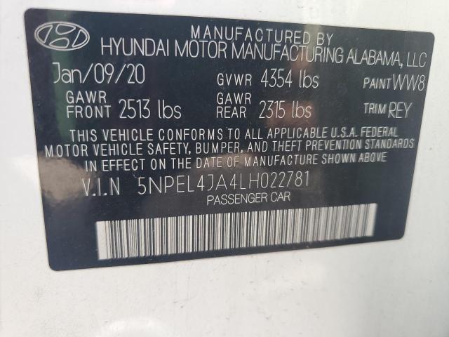 2020 HYUNDAI SONATA SEL 5NPEL4JA4LH022781