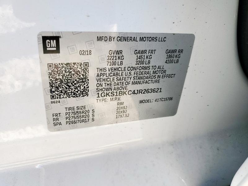 2018 GMC YUKON SLT 1GKS1BKC4JR263621