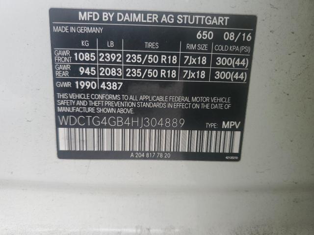 2017 MERCEDES-BENZ GLA 250 4M WDCTG4GB4HJ304889