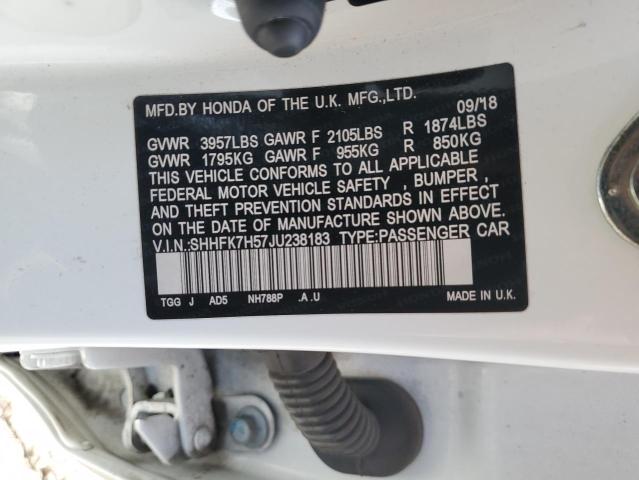 2018 HONDA CIVIC EX SHHFK7H57JU238183