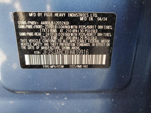 2015 SUBARU FORESTER 2 JF2SJABCXFH439916