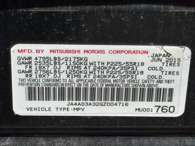 2016 MITSUBISHI OUTLANDER JA4AD3A32GZ004716