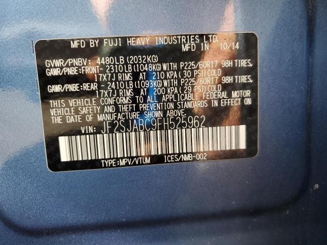 2015 SUBARU FORESTER 2.5I JF2SJABC9FH525962