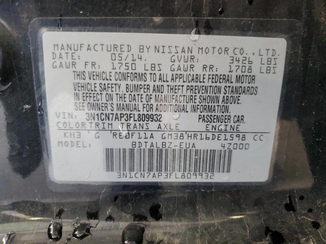 2015 NISSAN VERSA S 3N1CN7AP3FL809932