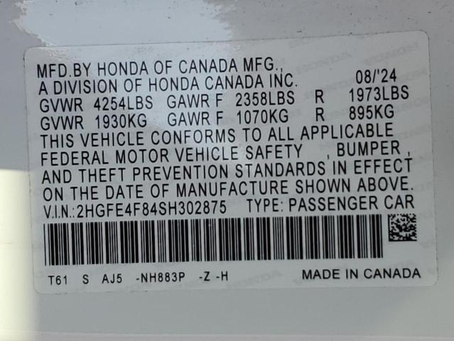 2025 HONDA CIVIC SPOR - 2HGFE4F84SH302875