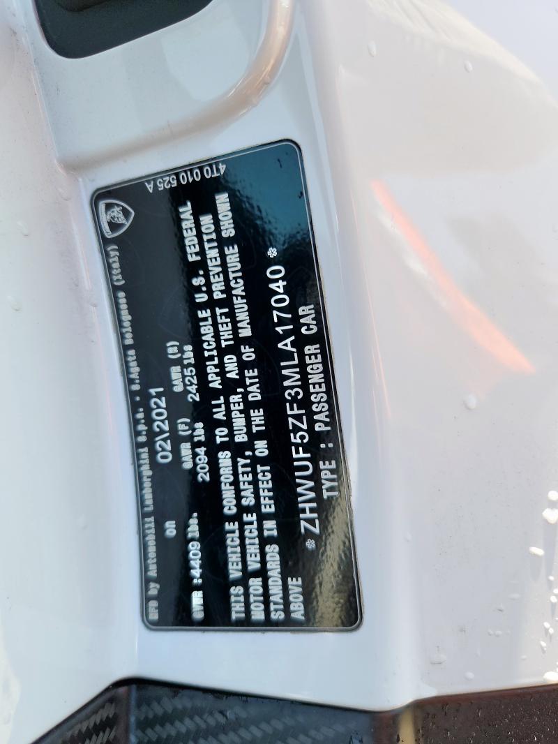 2021 LAMBORGHINI HURACAN EV ZHWUF5ZF3MLA17040