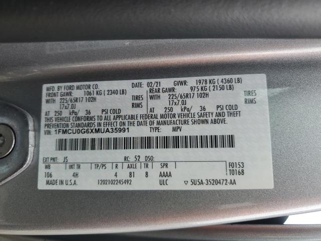 2021 FORD ESCAPE SE 1FMCU0G6XMUA35991
