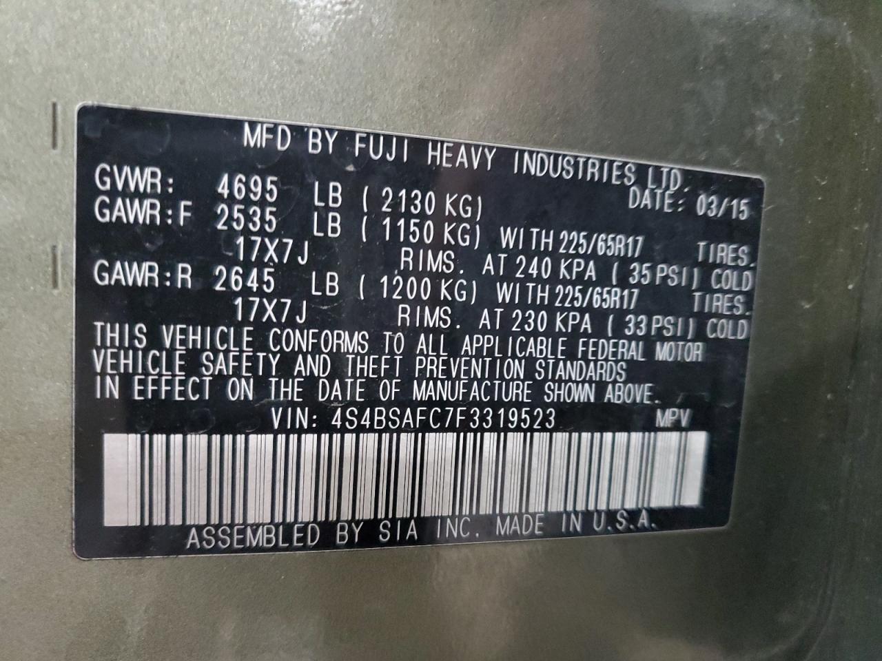 SUBARU OUTBACK 2.5I PREMIUM