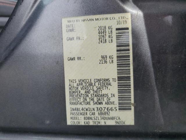 2020 NISSAN ALTIMA SR 1N4BL4CW1LN307665